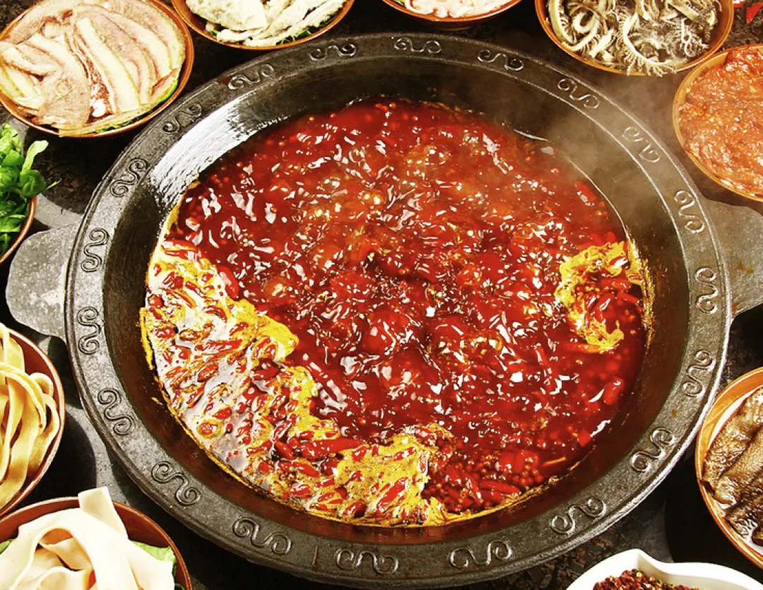 麻辣火锅底料搭配食材:煮锅过程参考